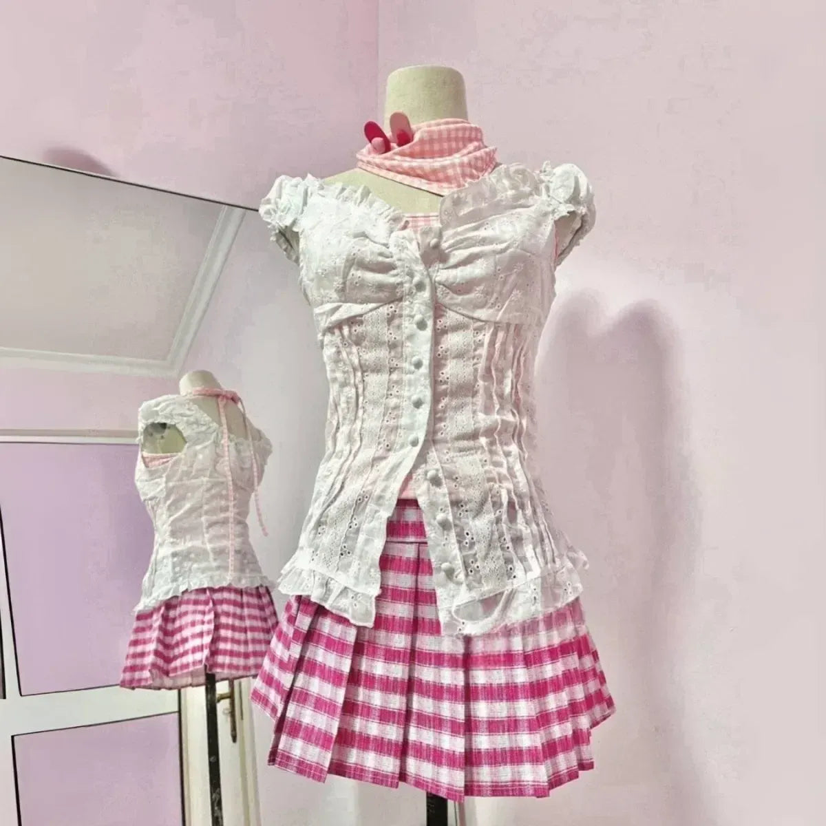 NANA Komatsu Cosplay Costume - Lolita Kawaii Pink Skirt Suit - Bottoms - 1