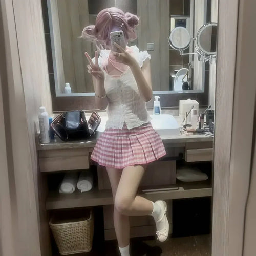 NANA Komatsu Cosplay Costume - Lolita Kawaii Pink Skirt Suit - Bottoms - 2