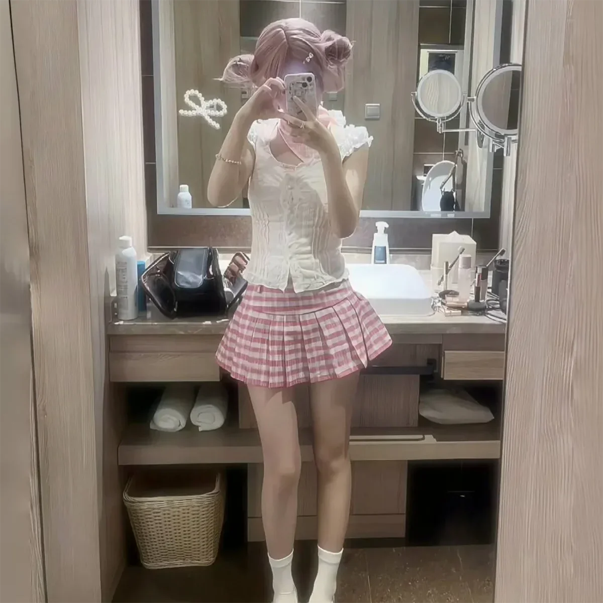 NANA Komatsu Cosplay Costume - Lolita Kawaii Pink Skirt Suit - Bottoms - Costumes - 3 - 2024