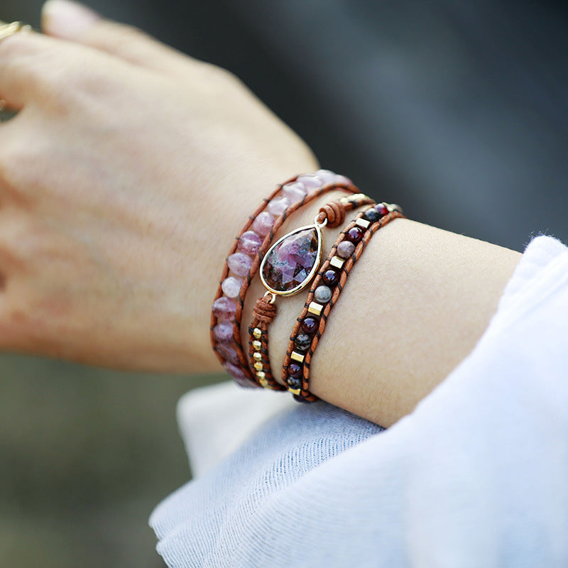 Natural Stone Layered Bracelet - Red / One Size - Women’s Jewelry - Bracelets - 1 - 2024