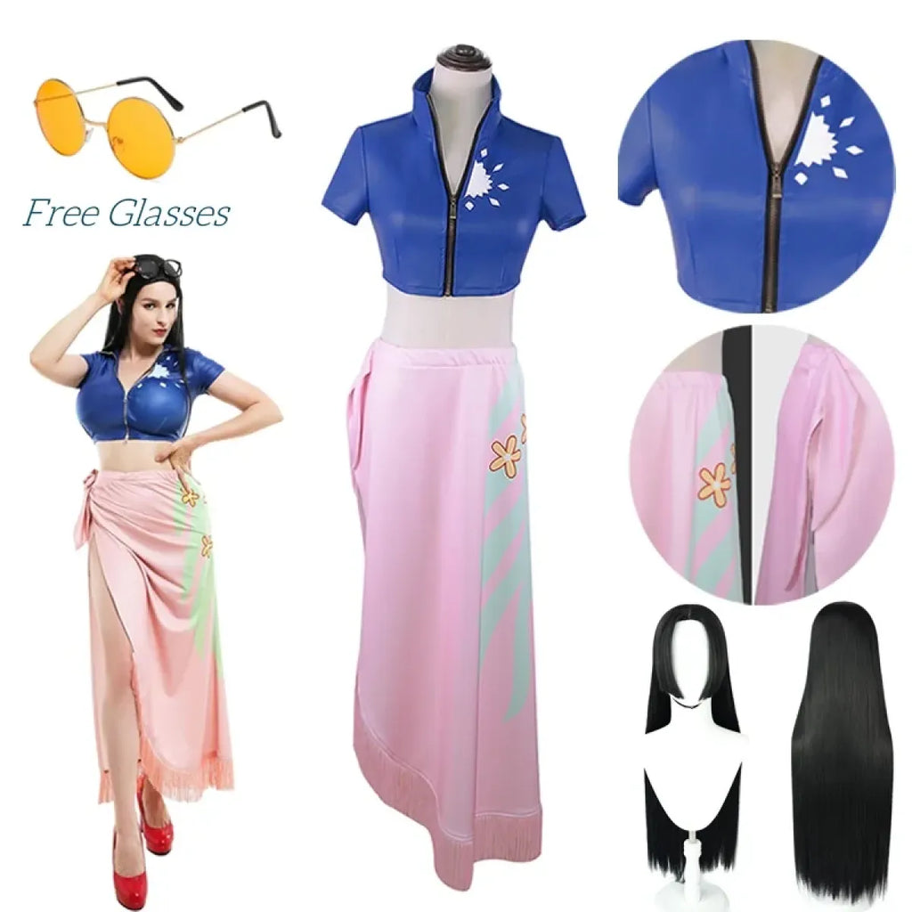 Nico Robin Cosplay Costume – One Piece Top and Skirt Outfit - Bottoms - Cosplay - 1