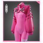 Nikki Alice Cosplay Costume – Pink Bodysuit Jacket Wig & Ears Set - Tops & Tees - Cosplay - 7
