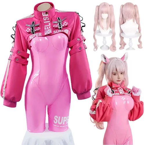 Nikki Alice Cosplay Costume – Pink Bodysuit Jacket Wig & Ears Set - Tops & Tees - Cosplay - 1