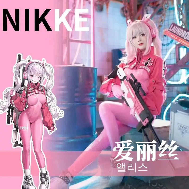 Nikki Alice Cosplay Costume – Pink Bodysuit Jacket Wig & Ears Set - Tops & Tees - Costumes - 2025 - 4 - Worldwide