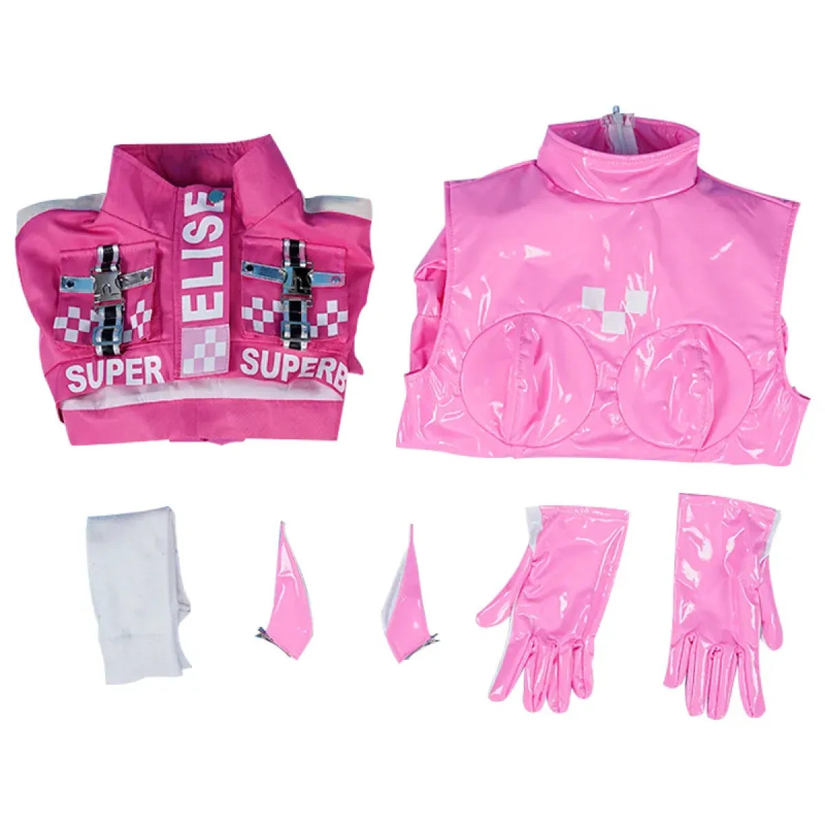 Nikki Alice Cosplay Costume – Pink Bodysuit Jacket Wig & Ears Set - Tops & Tees - Cosplay - 9