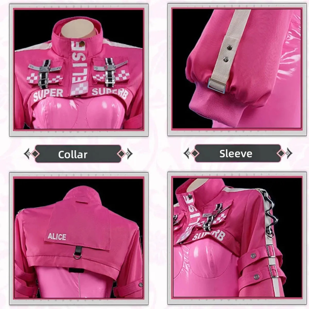 Nikki Alice Cosplay Costume – Pink Bodysuit Jacket Wig & Ears Set - Tops & Tees - Cosplay - 5