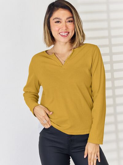 Notched Long Sleeve T-Shirt - T-Shirts - Shirts & Tops - 14 - 2024