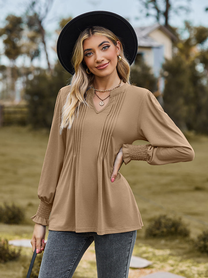 Notched Neck Flounce Sleeve Blouse - Women’s Clothing & Accessories - Shirts & Tops - 17 - 2024