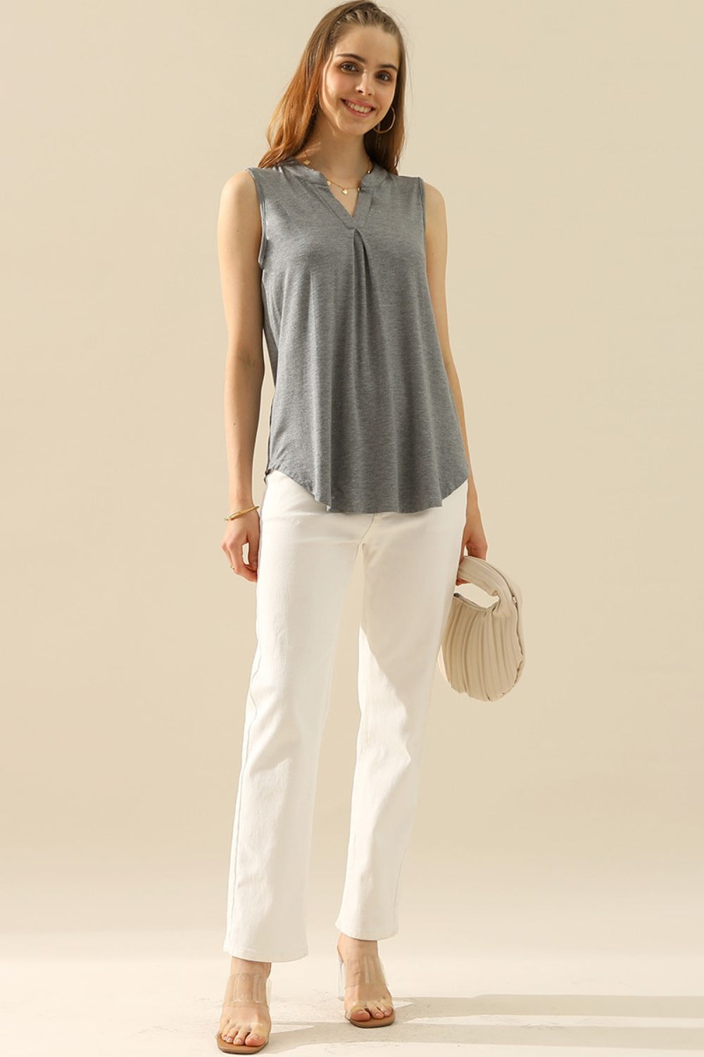 Notched Sleeveless Top - Tops & Tees - Clothing Tops - 8 - 2024