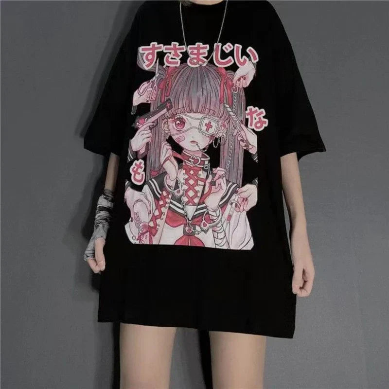 Nurse-Inspired Anime Oversized Tee - T-Shirts - Shirts & Tops - 1 - 2024