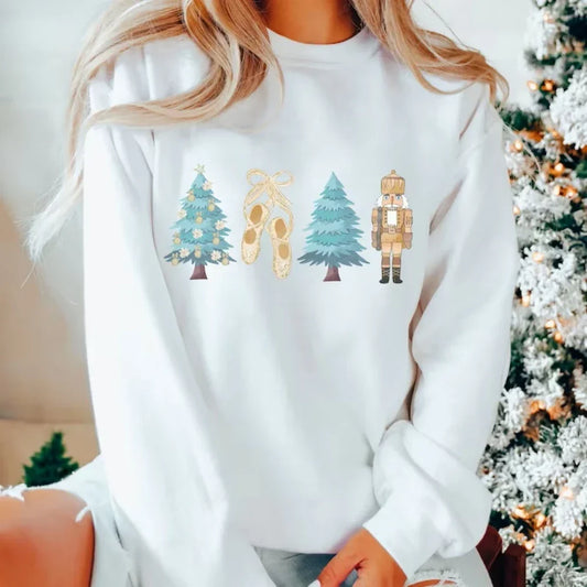 Nutcracker Ballet Christmas Sweatshirt - Cute Holiday Crewneck - White / S - T-Shirts - Sweatshirts - 1 - 2024