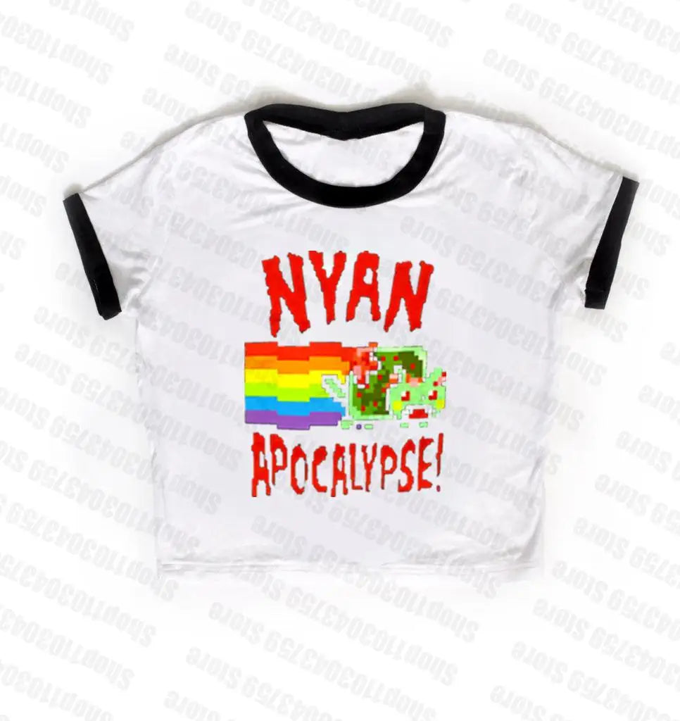 Nyan Apocalypse Harajuku Print Tee - 13 / S - T-Shirts - Shirts & Tops - 13 - 2024