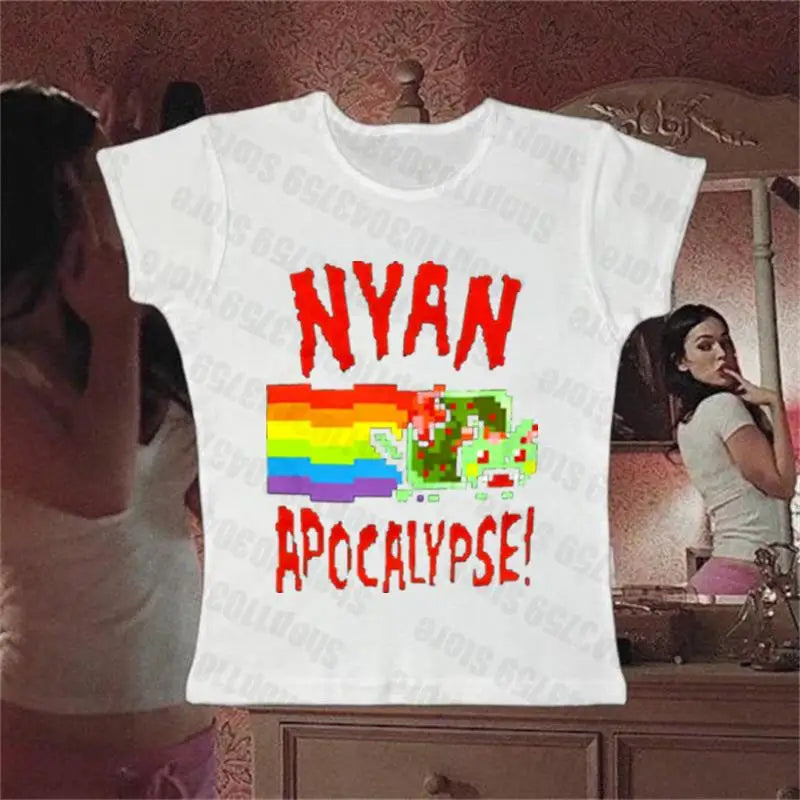 Nyan Apocalypse Harajuku Print Tee - 11 / M - T-Shirts - Shirts & Tops - 6 - 2024