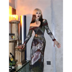 Grunge Oil Painting Off-Shoulder Midi Dress - All Dresses - Midi Dress - 5