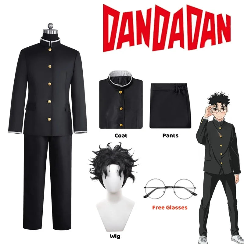 Okarun Cosplay Costume – Dandadan School Uniform with Glasses - S / Costume Glasses Wig - Anime - Costumes - 2024