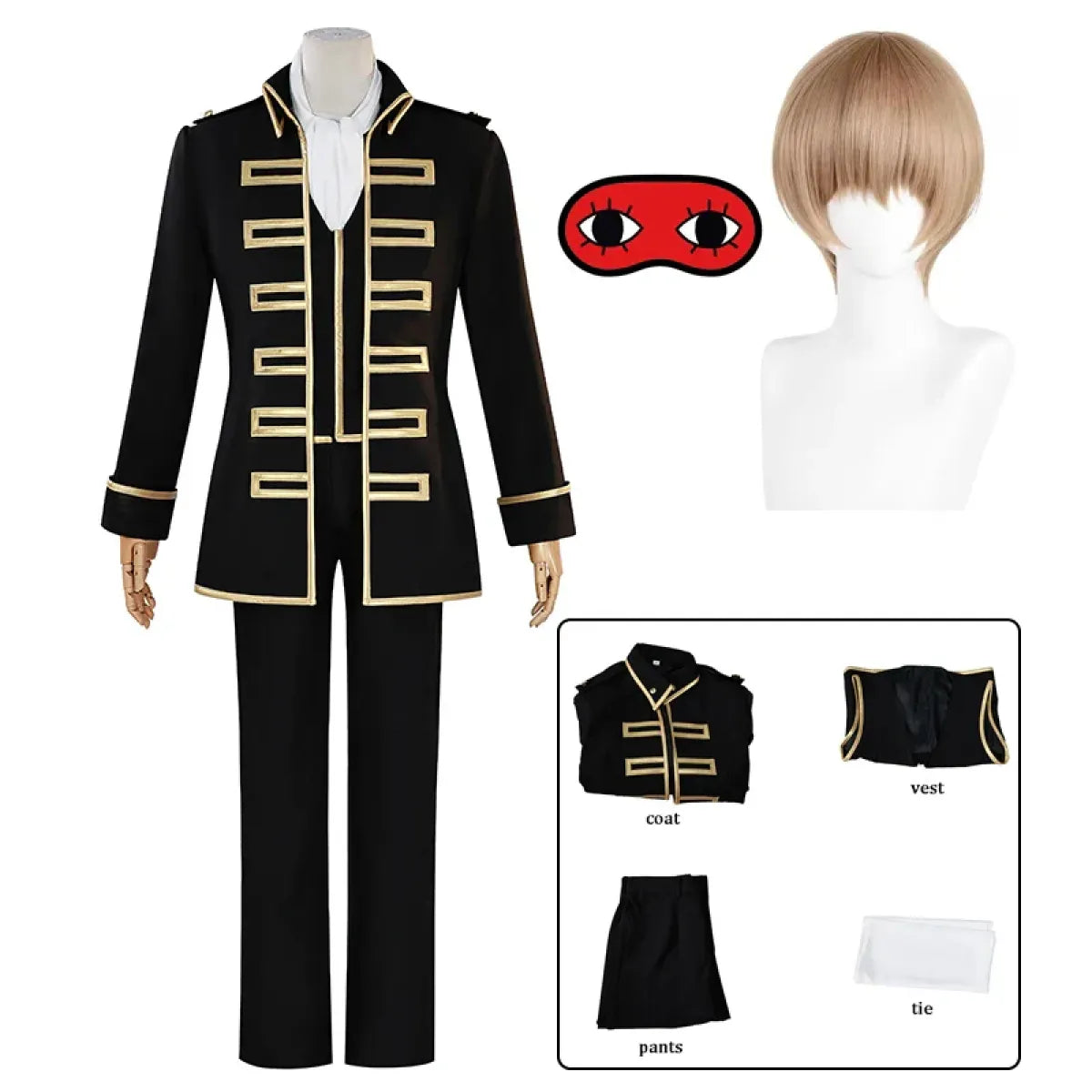 Okita Sougo Gintama Cosplay Set with Wig & Eyepatch - Anime - Cosplay - 1
