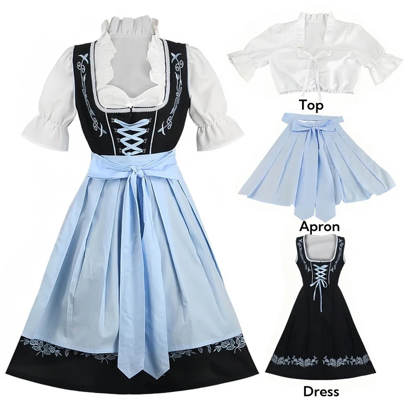 Oktoberfest Dirndl Dress – Bavarian Beer Festival Costume - Light Blue / S - All Dresses - Dance Dresses Skirts &