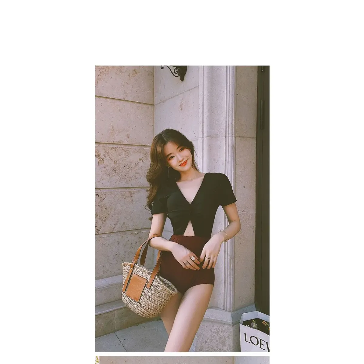 One-Piece Swimsuit – V-Neck Twist Front Cutout Design - Swimsuits - Swimwear - 10