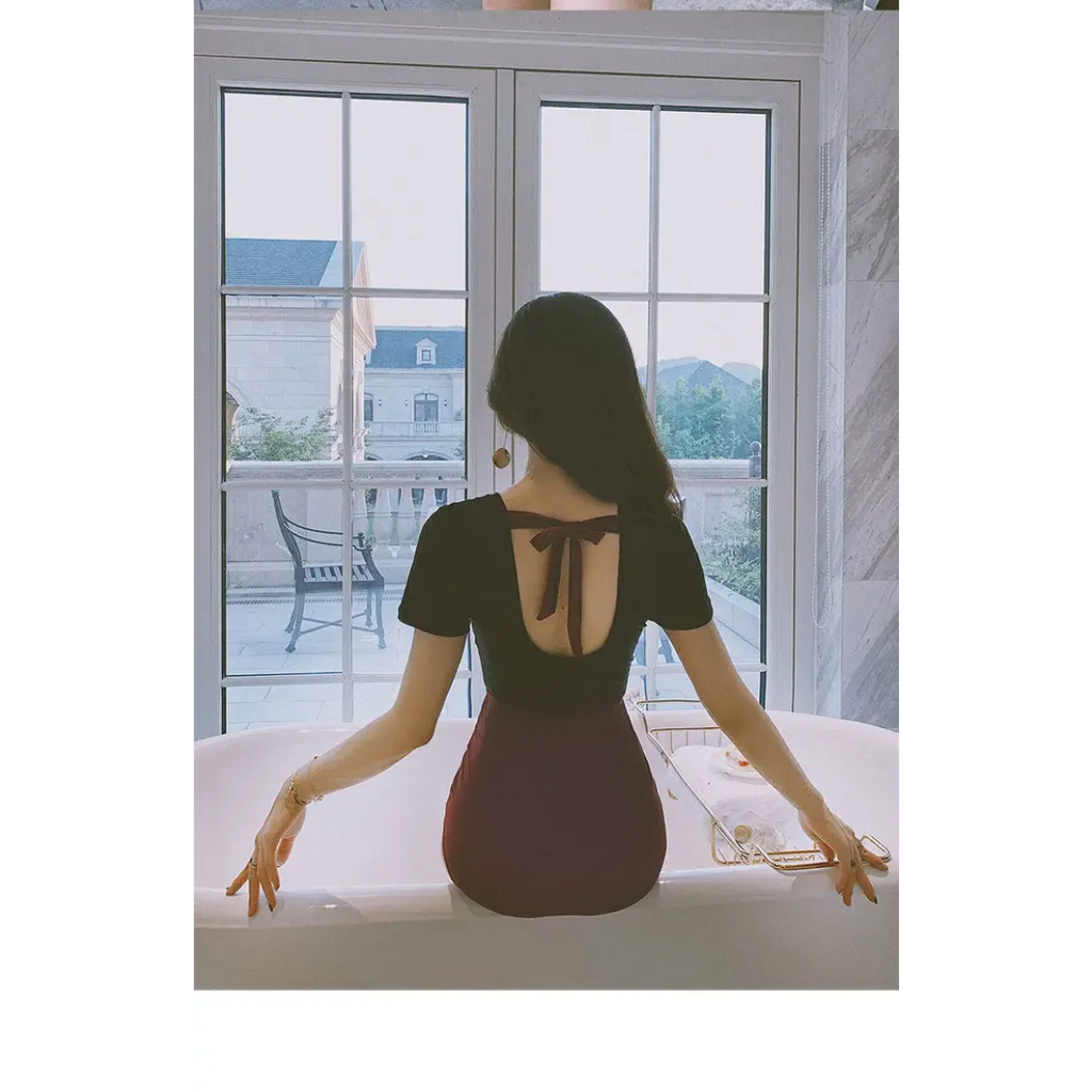 One-Piece Swimsuit – V-Neck Twist Front Cutout Design - Swimsuits - Swimwear - 13