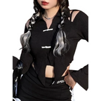 Open Shoulder Chinese Style Blouses - T-Shirts - 3