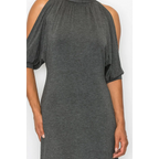 Open Shoulder Sexy Back Dress - Grey - All Dresses - Women’s Fashion - Women’s Clothing - Dress - Short-Sleeve Dress - 2