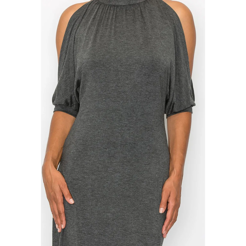 Open Shoulder Sexy Back Dress - Grey - All Dresses - Women’s Fashion - Women’s Clothing - Dress - Short-Sleeve Dress - 4