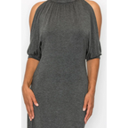 Open Shoulder Sexy Back Dress - Grey - All Dresses - Women’s Fashion - Women’s Clothing - Dress - Short-Sleeve Dress - 4
