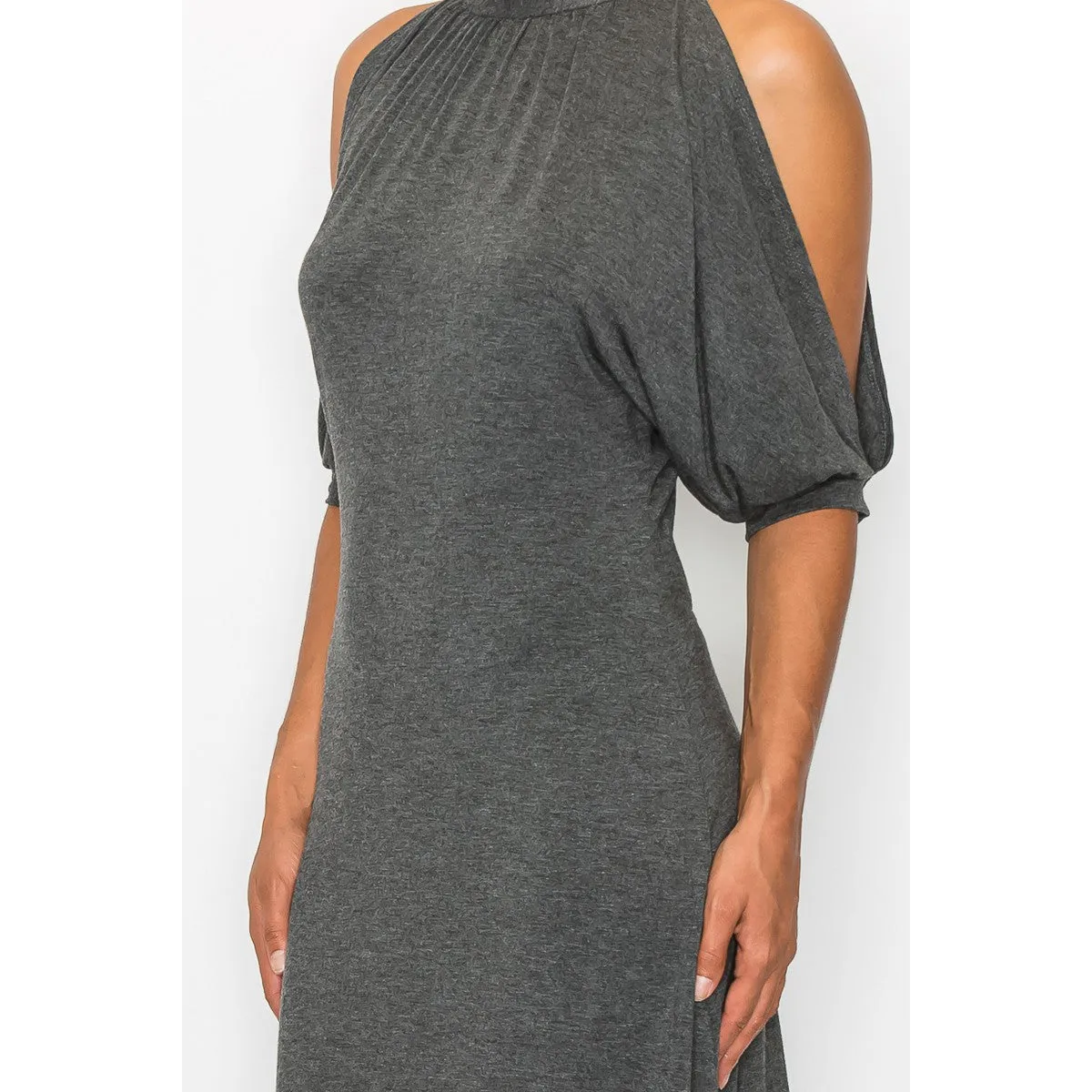 Open Shoulder Sexy Back Dress - Grey - All Dresses - Women’s Fashion - Women’s Clothing - Dress - Short-Sleeve Dress - 6
