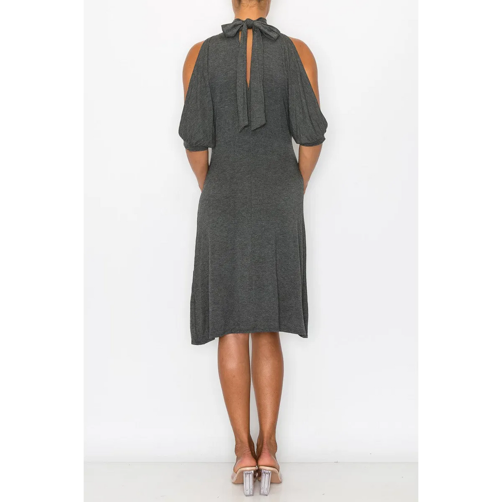 Open Shoulder Sexy Back Dress - Grey - All Dresses - Women’s Fashion - Women’s Clothing - Dress - Short-Sleeve Dress - 7
