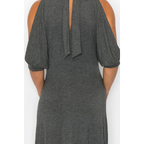 Open Shoulder Sexy Back Dress - Grey - All Dresses - Women’s Fashion - Women’s Clothing - Dress - Short-Sleeve Dress - 8