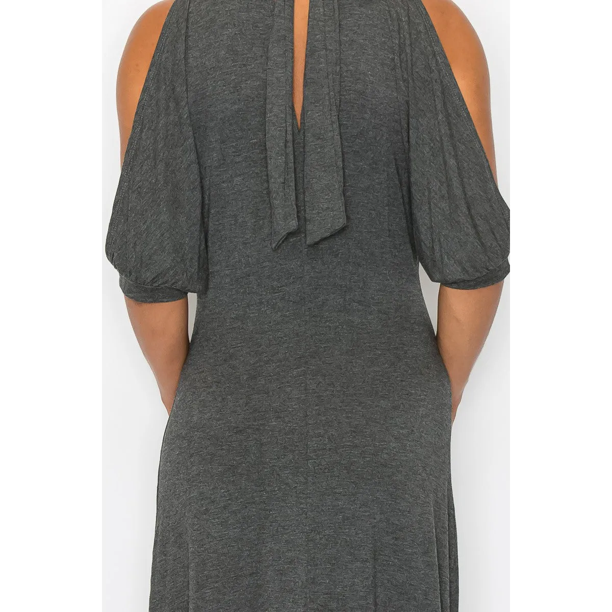 Open Shoulder Sexy Back Dress - Grey - All Dresses - Women’s Fashion - Women’s Clothing - Dress - Short-Sleeve Dress - 8