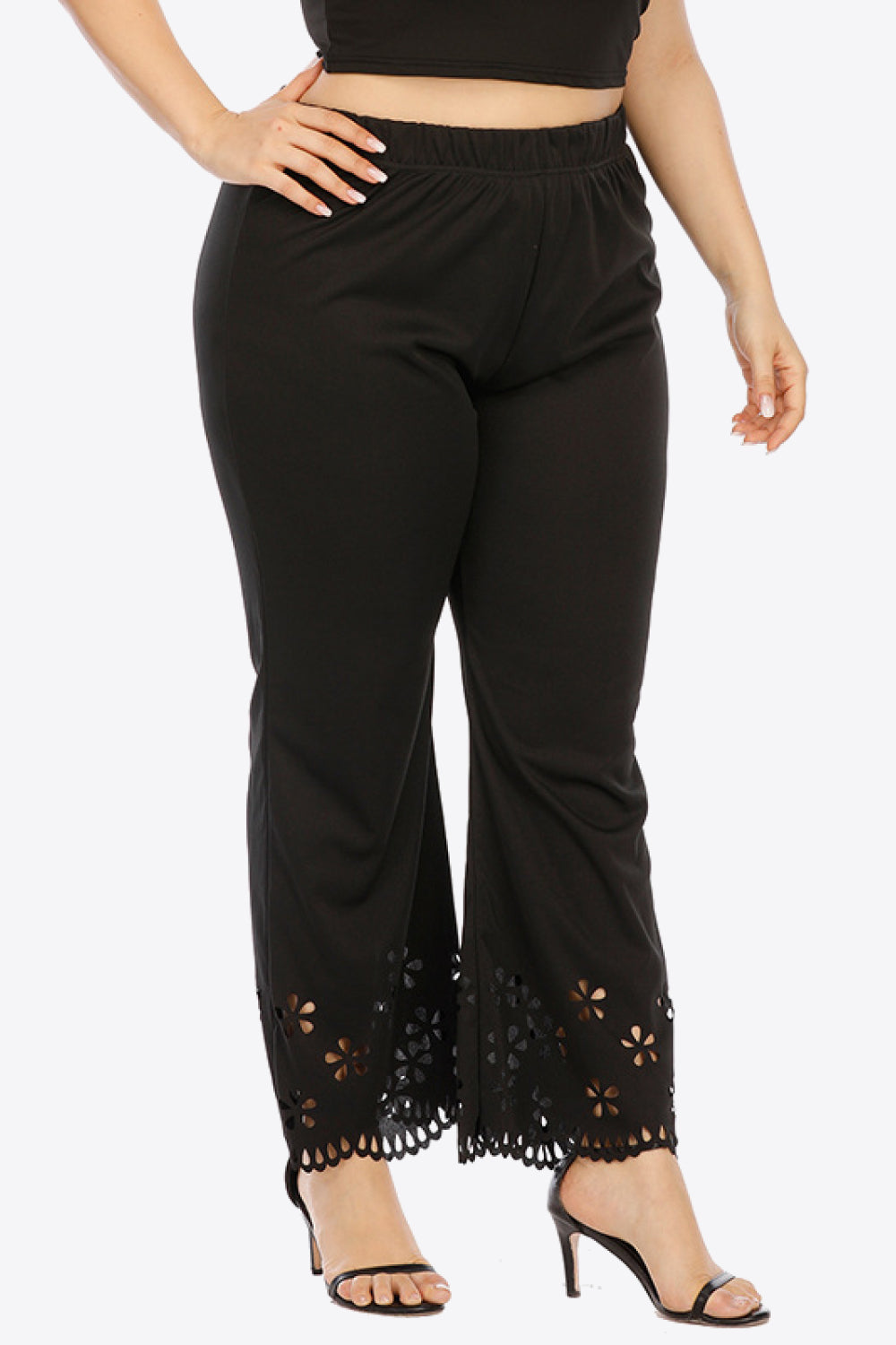 Plus Size Openwork Elastic Waist Pants - Bottoms - Pants - 3 - 2024