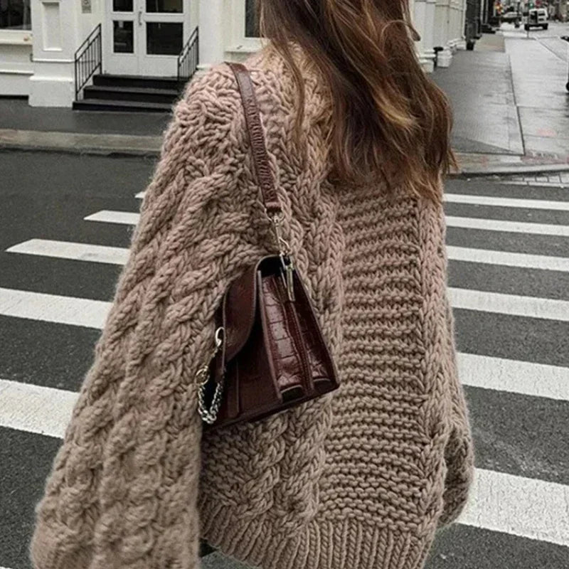 Oversized Cable Knit Sweater – Casual Winter Pullover - Sweaters - Sweaters - 2025 - 3 - Worldwide Shipping