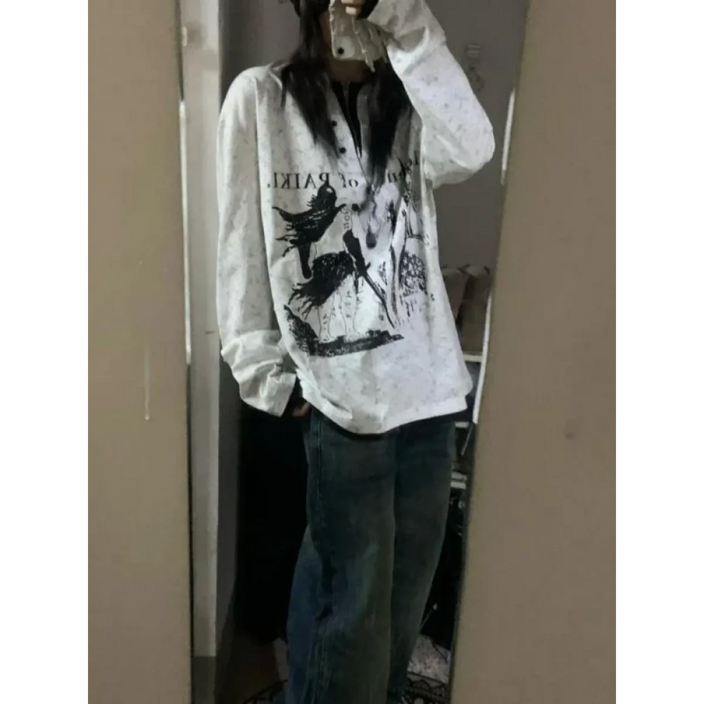 Oversized Gothic T-Shirt - T-Shirts - Long - V-neck - Unisex T-Shirts - 1