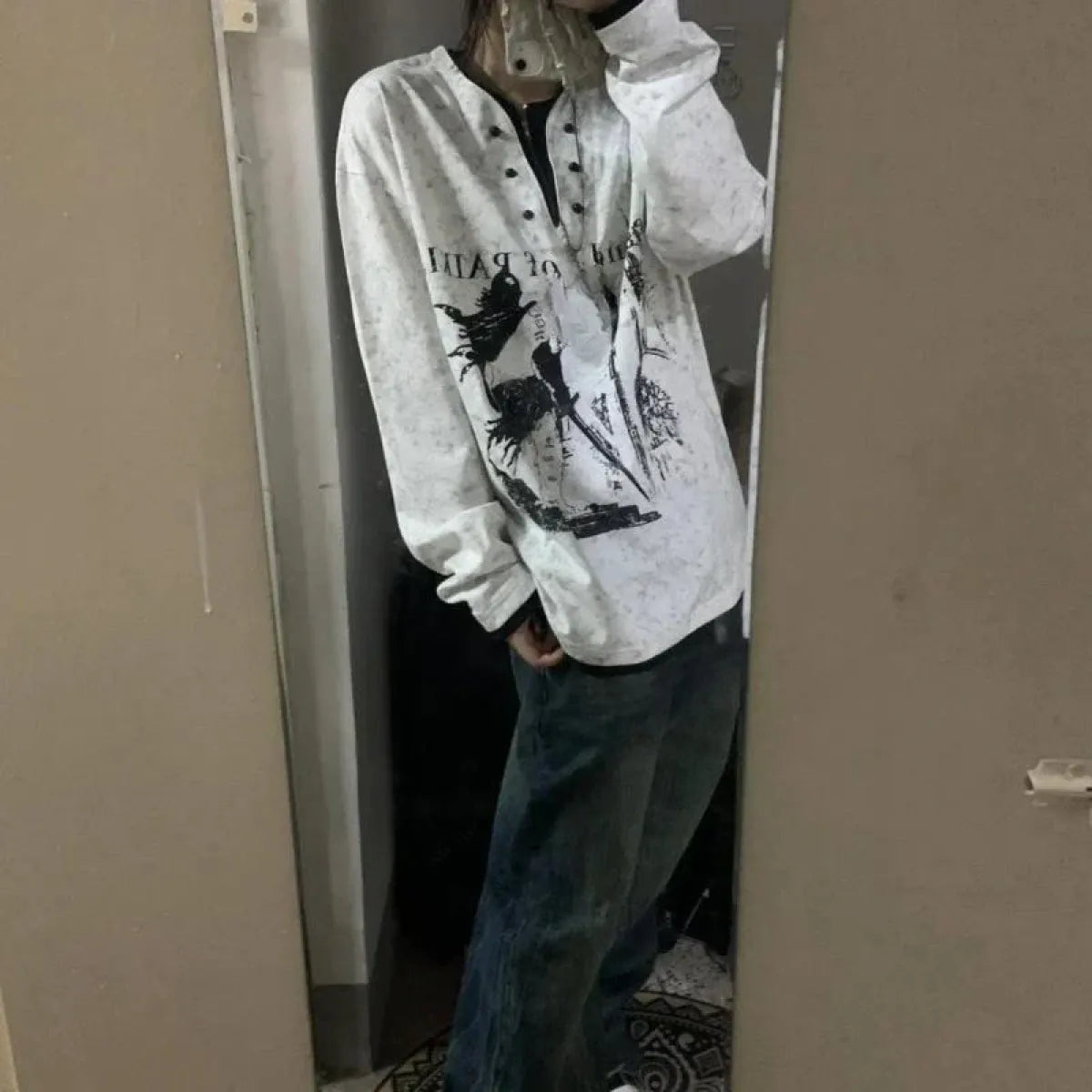 Oversized Gothic T-Shirt - T-Shirts - Long - V-neck - Unisex T-Shirts - 14