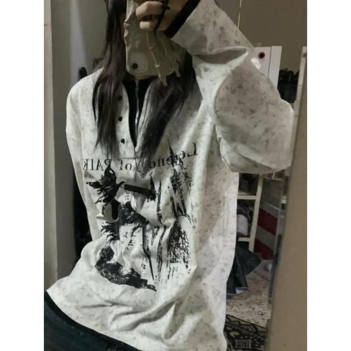 Oversized Gothic T-Shirt - T-Shirts - Long - V-neck - Unisex T-Shirts - 4