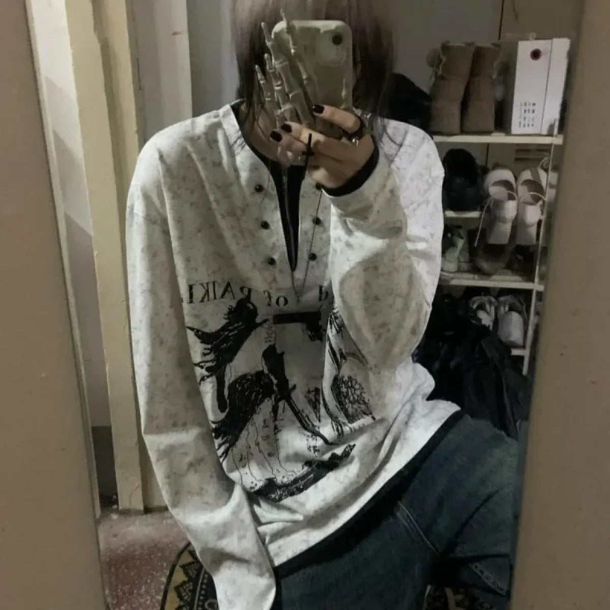 Oversized Gothic T-Shirt - T-Shirts - Long - V-neck - Unisex T-Shirts - 7