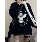 Harajuku Gothic Bat Cat Oversized Knit Sweater - Sweaters - Sweater / Pullover - 1