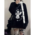 Harajuku Gothic Bat Cat Oversized Knit Sweater - Sweaters - Sweater / Pullover - 5