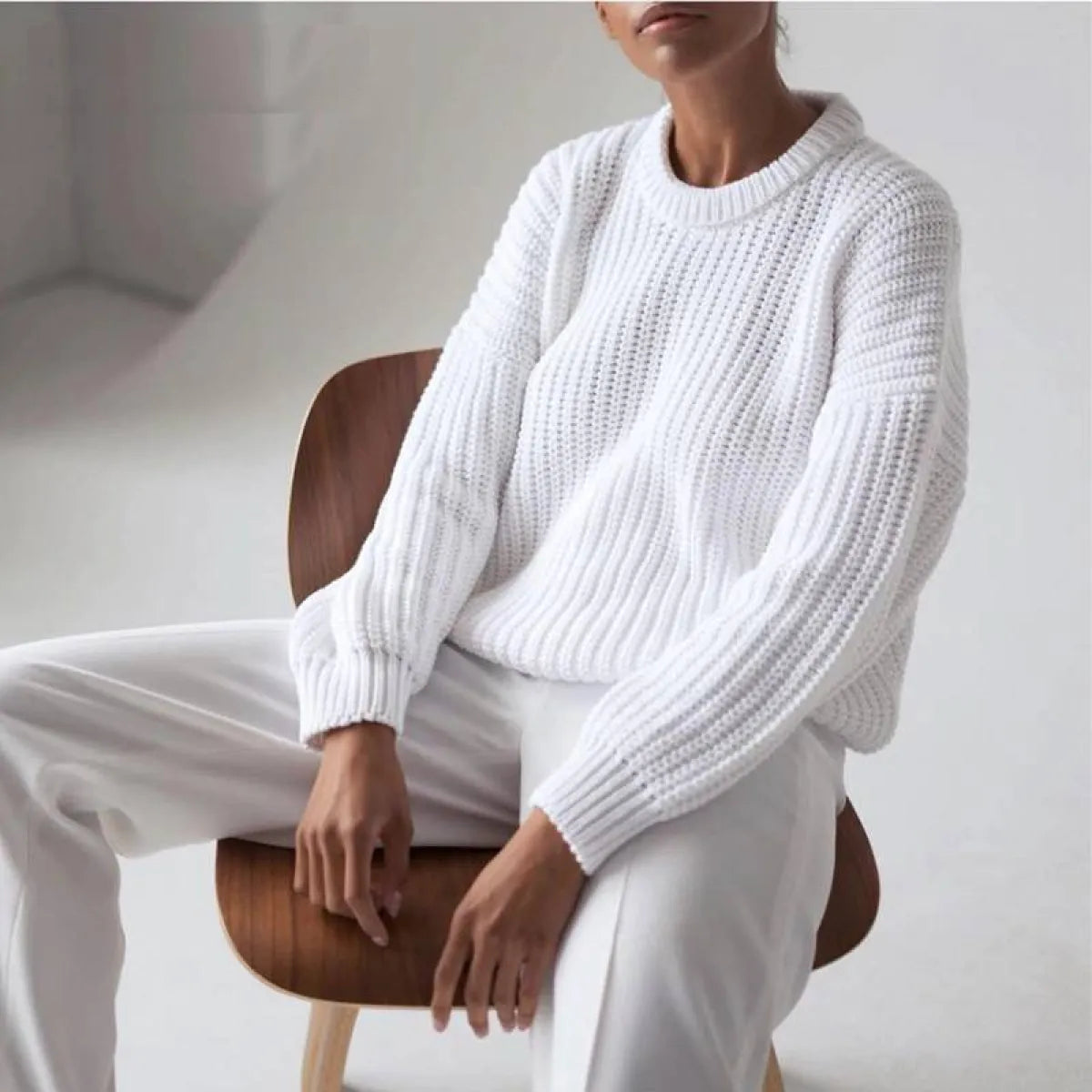 Loose Oversized Knit Sweater - Sweaters - 1