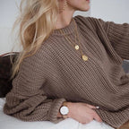 Loose Oversized Knit Sweater - Sweaters - 3