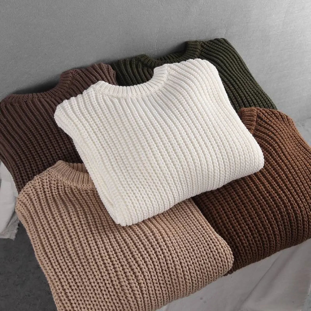 Loose Oversized Knit Sweater - Sweaters - 9