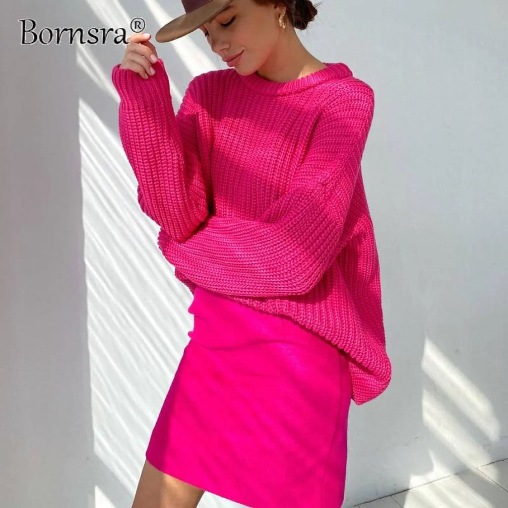 Women’s Oversized Knitted Sweater - Sweaters - 19