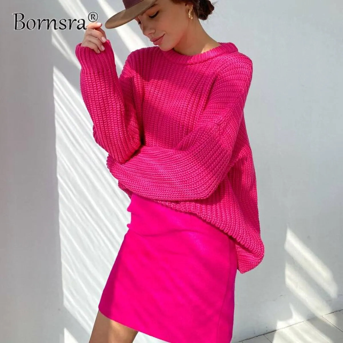 Women’s Oversized Knitted Sweater - Sweaters - 19