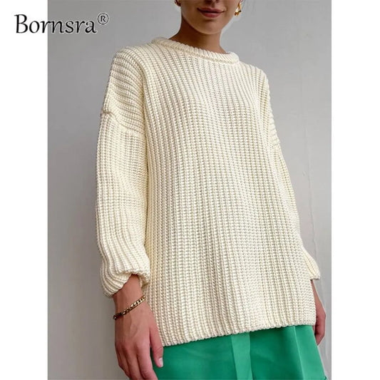 Women’s Oversized Knitted Sweater - Sweaters - 14