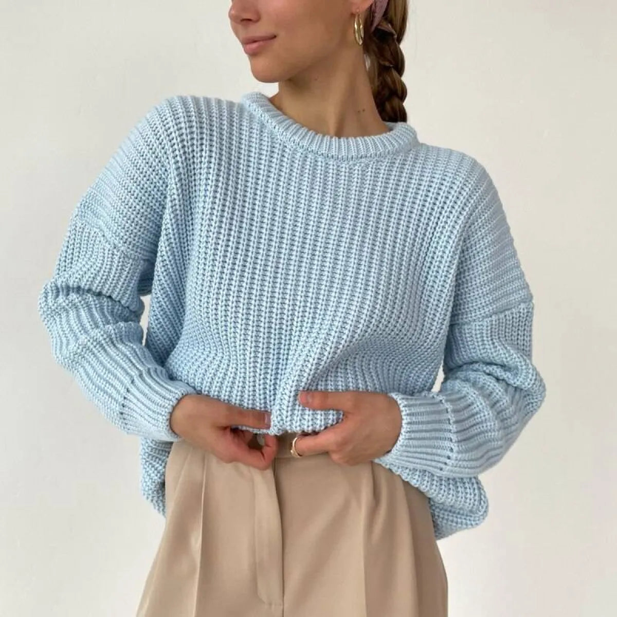 Women’s Oversized Knitted Sweater - Sweaters - 13