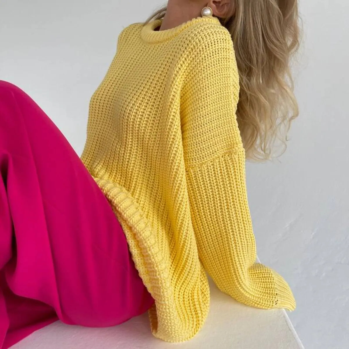 Women’s Oversized Knitted Sweater - Sweaters - 9