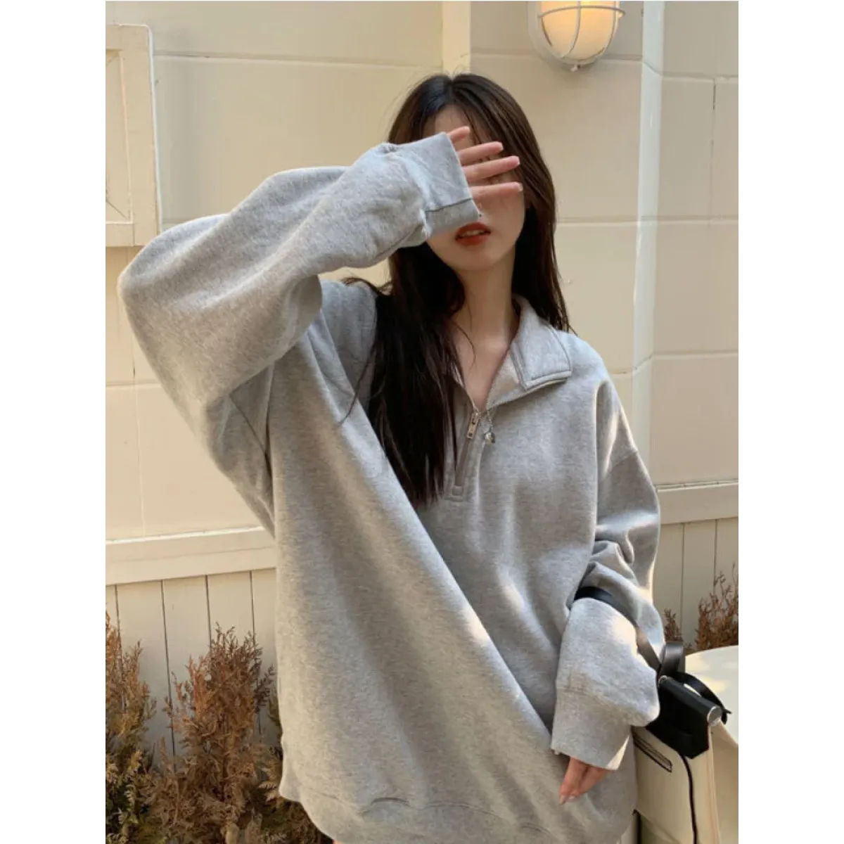 Harajuku Oversized Zip Sweatshirt - T-Shirts - Hoodies - 2