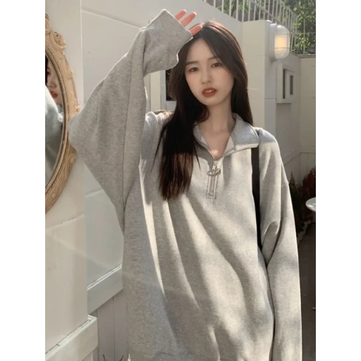 Harajuku Oversized Zip Sweatshirt - T-Shirts - Hoodies - 3