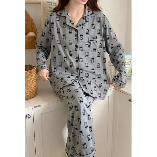 Hello Kitty Cotton Pajama Set with Long Sleeves - Dresses - Clothing Sets - 2